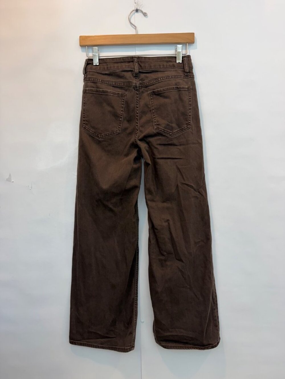Quince Bella Stretch Wide Leg Jeans Size 26 Coffee Bean Brown Cotton Blend - Picture 3 of 7